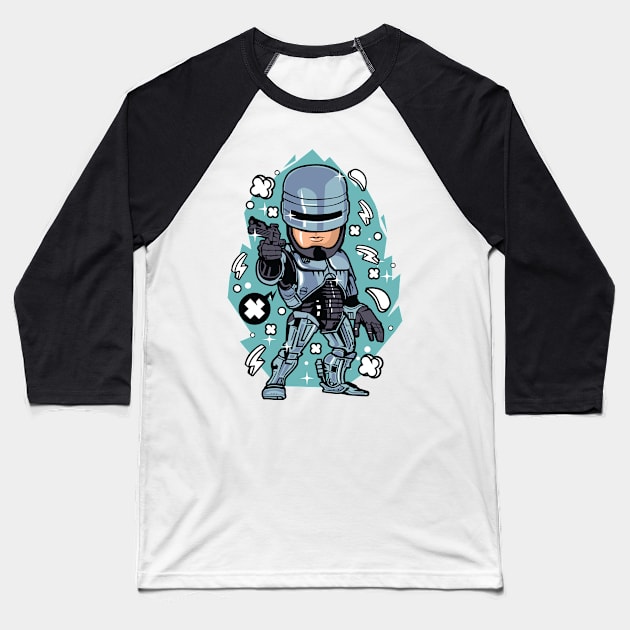 Chibi Robocop Baseball T-Shirt by Mecha Design by MechaRon